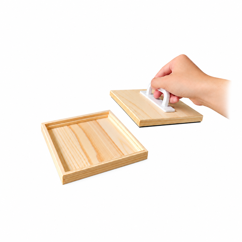 Place your paper or packaging on a flat surface and position the stamp where you want your text to appear.