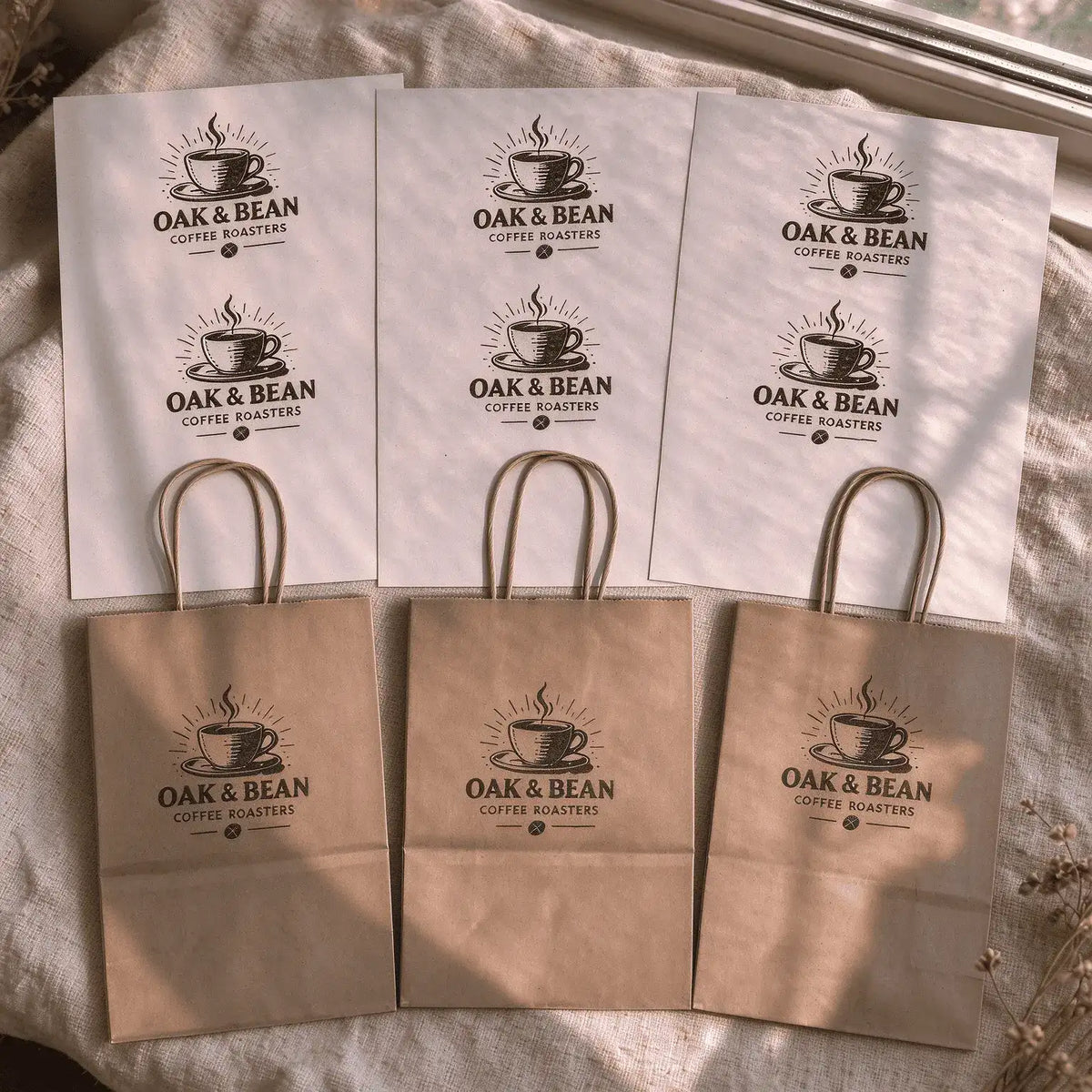 Stamp your logo on coffee bags, paper bags and packaging for a consistent branded look.